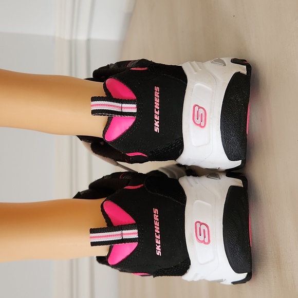 7.5 Wide Skechers D’Lites Black Pink Sketchers Delites Nursing Walking Casual - Picture 6 of 9
